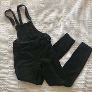 Black Distressed Overalls